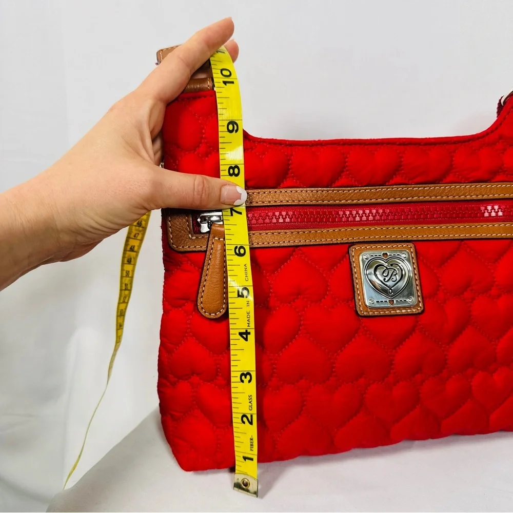 Brighton Kash Messenger Quilted Nylon Heart Crossbody Red Bag quiet luxury - Picture 12 of 15
